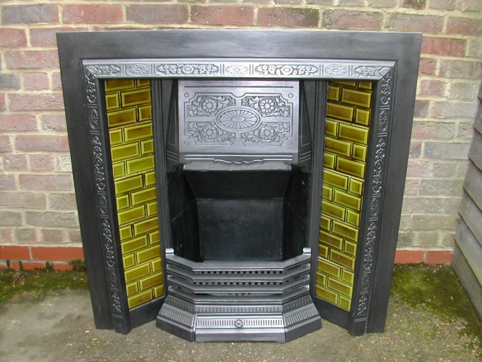 Ti35 Original Tiled Fireplace Insert, Victorian Tiled Fireplace Insert